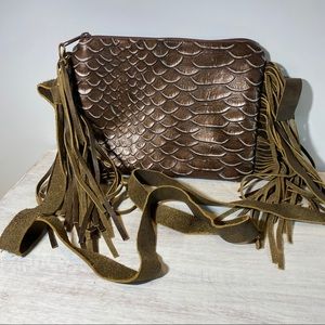 Dragon Scale side fringe leather crossbody
